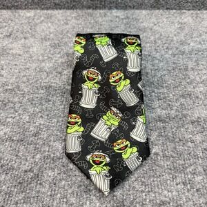 Sesame Street Oscar‎ the Grouch Mens Neck Tie Black Green Polyester Fun